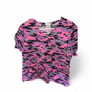 Pink and Black Camouflage Scrub Set